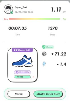 The image shows a phone screen displaying information about running, including steps taken, calories burned, and distance covered during a run. The app also provides an option for sharing the runner's progress with friends or followers.
