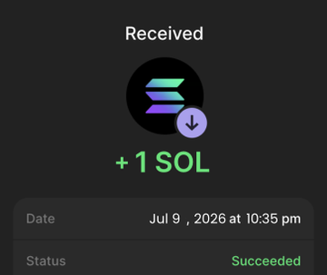 A screenshot of a completed crypto transaction showing "+1 SOL" received on July 9, 2026 at 10:35 pm with a "Succeeded" status, paired with a promotional post for the $NIUBI (牛逼) presale instructing users to send +0.3 SOL to purchase tokens at a rate of 1 SOL = 25M $NIUBI.