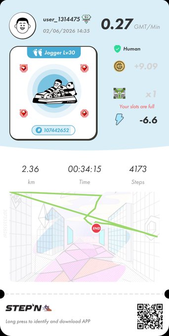 A step tracking app screen with a drawing of someone jogging inside an art deco styled building. The app says "step" followed by a red "n", then the text that says "red". The app's logo is on the top left corner. The text in the image reads "#StepN #STEPNGO". This post is about fitness tracking apps.
