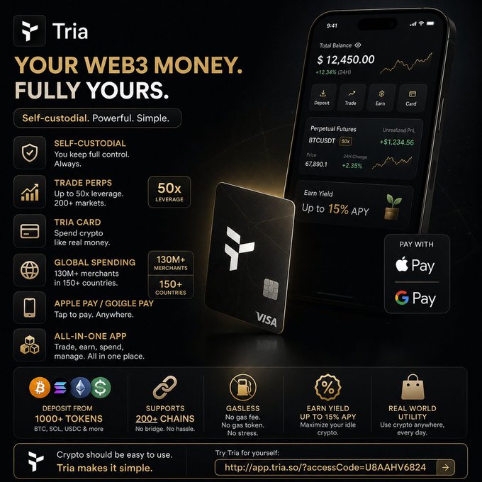 The image features a black background with a white text box that reads "Your Web3 Money. Full Yours." Below this, there are several icons representing different aspects of web3 money management such as trading, payments, and currency conversion. The image also includes a cell phone displaying a web page or app related to web3 money management.