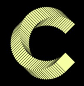 A stylized yellow letter "C" composed of layered horizontal lines on a black background, representing Canton's branding as the top earner of $53.66 million in monthly fees, surpassing Hyperliquid and Tron.