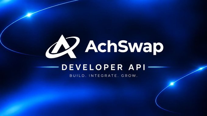 A promotional banner for 'AchSwap DEVELOPER API' with the tagline 'BUILD. INTEGRATE. GROW.' on a dark blue background.