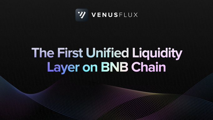 The image features a promotional poster for a new cryptocurrency called "VirusesFlux". The poster displays a black background with a white text overlay that reads "The First Unified Liquidity Layer on BNB Chain" and "1 week left to deposit on #VenusFlux and get your share of the $50,000 reward pool". This suggests that there is an opportunity for users to invest in this new cryptocurrency and potentially earn a significant return.