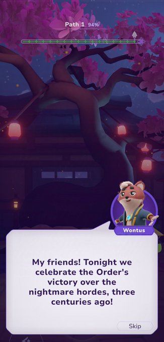 In this image, there are two posts displayed side by side: one that says "My friends! Tonight we celebrate the @ord's victory over the nightmare horizons," which seems to be discussing the character @ord from a mobile game called Sleepagotchi, and another post that talks about how the app tracks sleep. The first post describes the character @ord as a character who is on a journey or quest throughout a series of night battles against evil monsters. The second post questions the purpose behind the app's tracking system and emphasizes that it's a fun experience to achieve more heroes and kills in each game session.