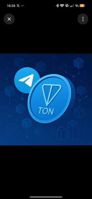 A promotional graphic features a blue TON cryptocurrency coin alongside the Telegram paper plane logo on a dark blue background with digital cube patterns, visually reinforcing the post's claim that TON serves as the financial layer for Telegram's massive user base.