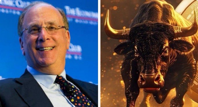 Side-by-side composite image of economist Stephen Moore on the left and a charging golden bull statue on the right.
