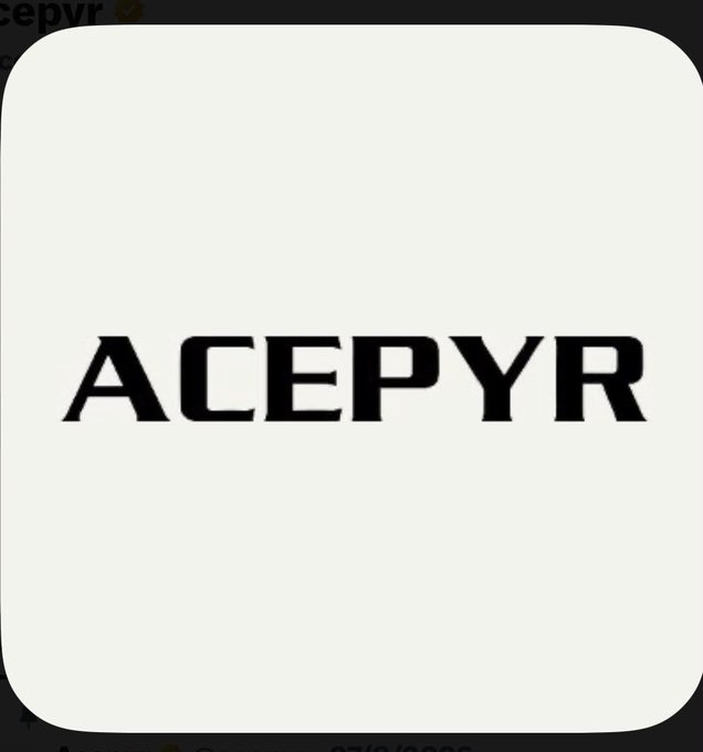 The image displays the ACEPYR logo in bold black text on a white background, with a small "cepvr" watermark in the upper left corner. It visually represents the ACEPYR prediction market brand mentioned in the post, reinforcing the platform's identity as a space where predictions are taken seriously and backed by real conviction.