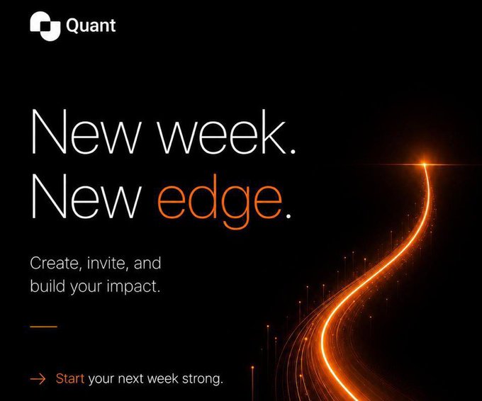 The image features an advertisement with a black background that has a bright orange line going through it, which appears to be a light curve or a rainbow. The text "New week. New Edge" is written above the line, while "Start your next week strong." is below it. This suggests that there might be a connection between the image and the post about the new week starting on Monday.