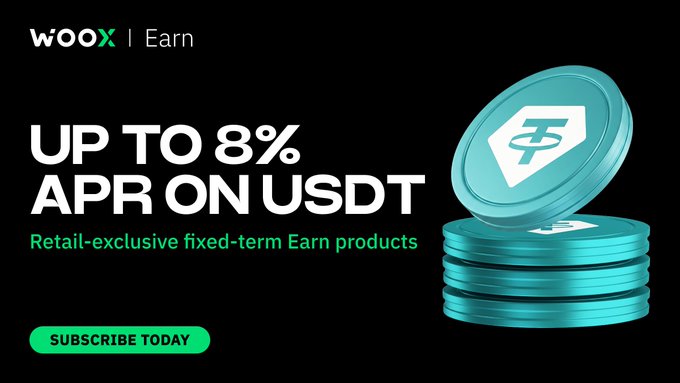 In this image, there's a stack of dollar bills placed next to each other against a black background with white text that reads "Up to 8% APR on USDT. Zero Staking. Defined Lock-ups". The image also features a picture of a blue coin, which may be a representation of the crypto currency associated with this post or simply an unrelated item used as part of the design.