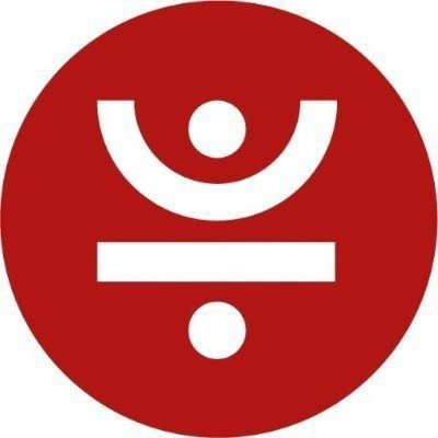 A red circular logo featuring a stylized white "sun" or "smile" design above a horizontal bar with a dot below, representing the SUN.io platform mentioned in the caption about automated yield management and DeFi vault strategies.