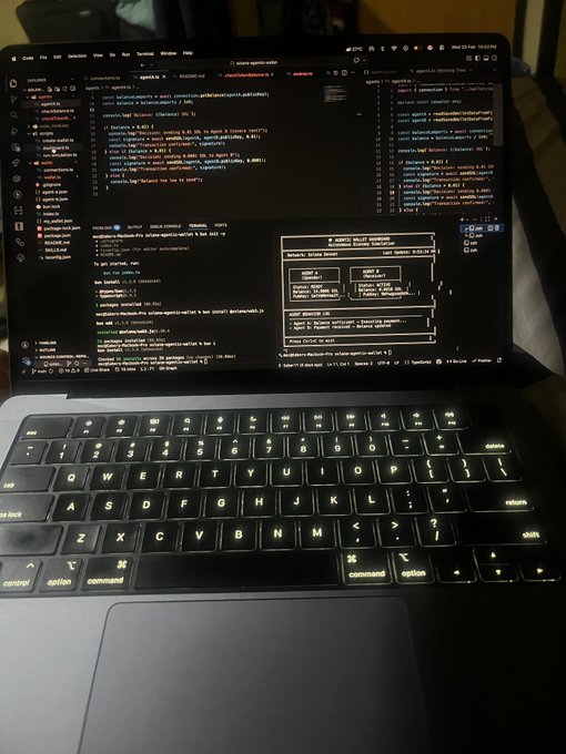 A MacBook laptop displays a code editor (VS Code) with multiple files open, including a SQL file showing a "SELECT" query for marketing campaigns and an ER diagram in another panel.