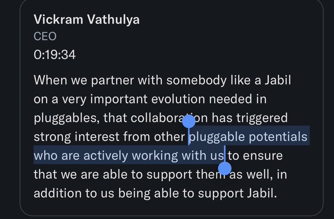 The image features a post with text that provides information about Vickram Viratulla. It states that this person has had their company expand rapidly during this time period of 1.6T LRO (long wavelengths).