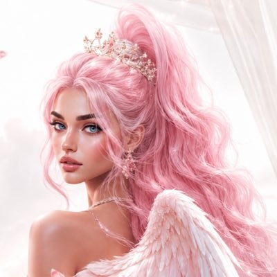 A digital illustration of a glamorous woman with flowing pink hair, a delicate crown, and angel wings evokes the $PINK token's aesthetic, tying the influencer's pastel-themed branding to the recent rugpull accusations from the crypto community.