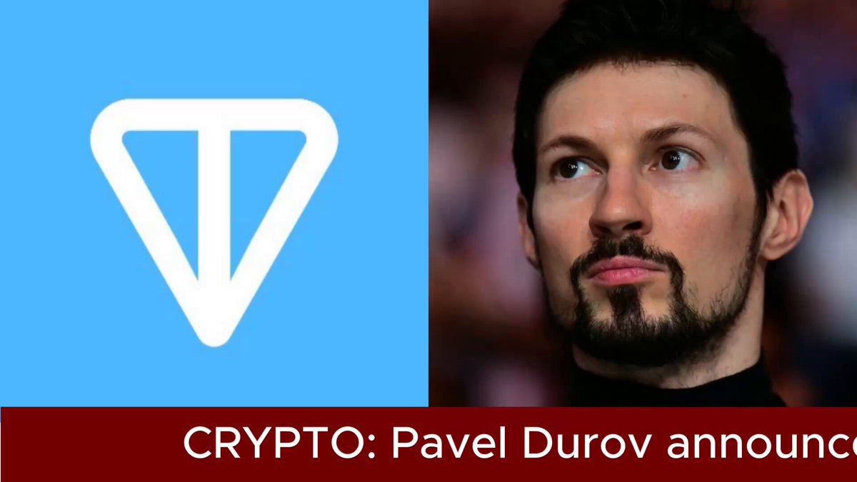 The image features a man with a beard wearing a black shirt, looking up at something above his head. Below him, there's a banner that reads "CRYPT: Pavel Durov announces the rebranding of TON coin to GRAM Telegram". The text on the banner indicates that the coin has been renamed to "GRAM" and is now being promoted by the founder of TON Coin, Pavel Durov.