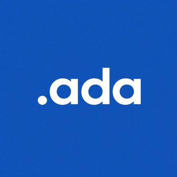 The image shows ".ada" in white lowercase text on a blue background, representing the Cardano blockchain's custom top-level domain. This visually corresponds to the post announcing the Cardano Foundation's advancement of its .ada application through ICANN's gTLD Program, symbolizing Cardano's potential entry into the global internet address system alongside established domains like .com and .org.