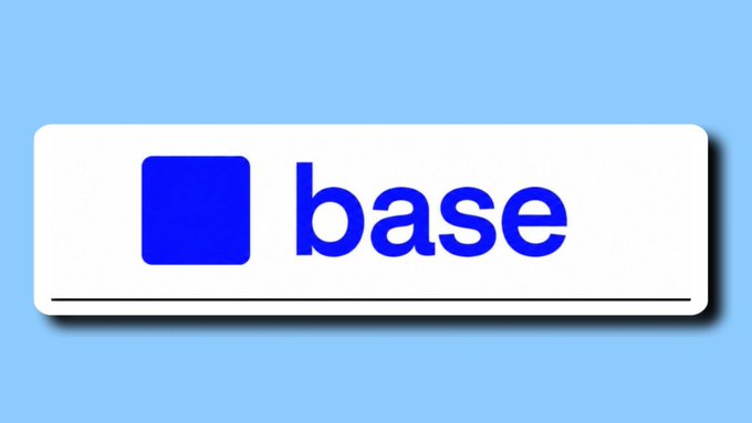 The image displays the Base logo, featuring a blue square icon next to the lowercase word "base" on a white rounded background, all set against a light blue backdrop. This branding aligns with the post's focus on @base and $BASE as a forward-looking digital ecosystem.