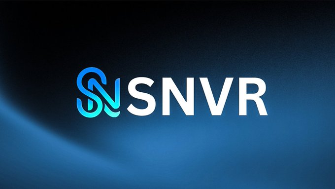 A logo for 'SNVR' displayed in white text with a blue and green interconnected icon on a dark blue background.