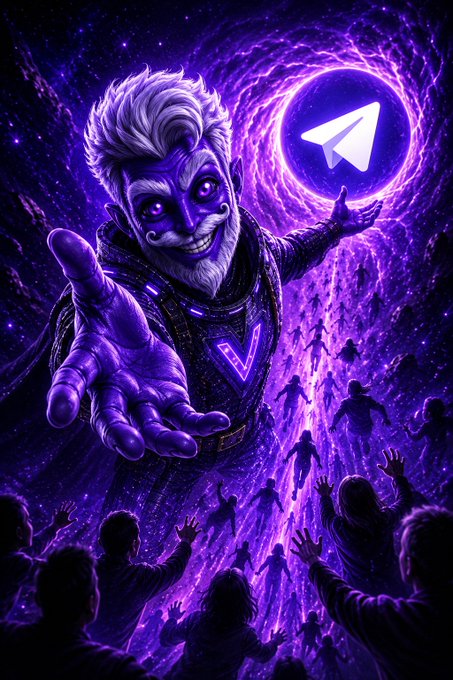 The image features a man with purple hair, wearing a mask that covers his face, holding a paper airplane above him. The background of the image is filled with people who appear to be looking up at the man with the paper airplane. The caption reads "The VAYROX signal is calling humans The V-Gate is open for those who move early. Join the official community. Talk with the humans. Share memes. Boost the mission. Help bring VAYROX back." This post seems to be promoting a gaming event or an online gathering related to the popular video game series, "VAYROG".