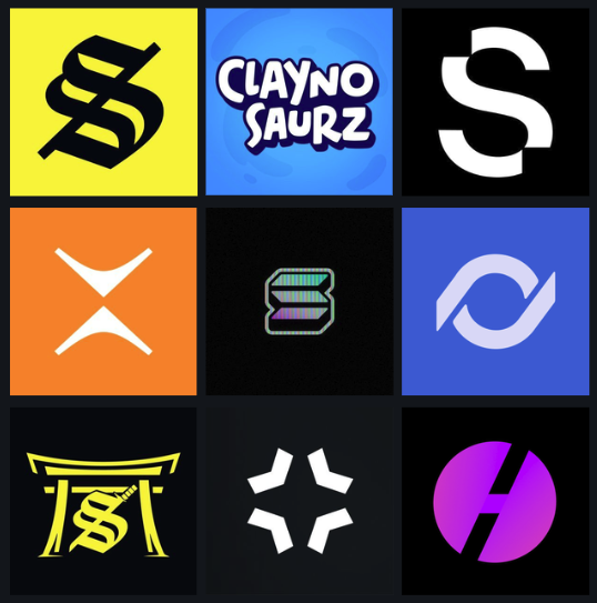 A 3x3 grid of various brand logos, including one that reads "CLAYNOSAURZ," represents companies or projects featured on a ranking list. The arrangement likely showcases the brands the poster is competing with or affiliated with as they express gratitude for their continued placement.