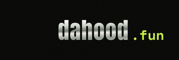 The image displays the text "dahood.fun" in a stylized silver-and-green font against a black background, serving as a sleek logo-style banner for the $DAHOOD token, a meme-inspired play on Robinhood Chain mentioned in the accompanying post.