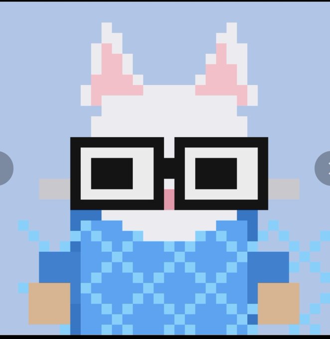 A pixel art image of a white rabbit wearing large black-framed square glasses and a blue hoodie, set against a light blue background with pixelated effects. The image serves as branding for a giveaway post promoting "Arcins NFT," tying into the post's theme of an early positioning opportunity on the Arc blockchain mainnet.