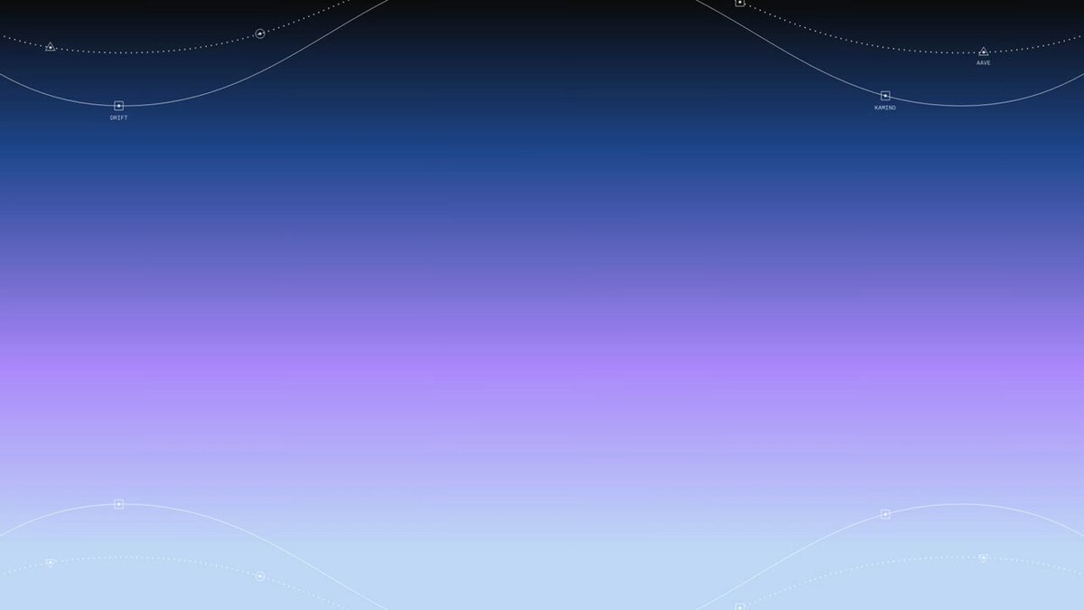 The image features a large purple gradient background with white dots scattered throughout. The dots are positioned at various points within the frame, creating an abstract pattern that adds visual interest. The text "P0 lands on Seeker Solana DeFi strategies" is displayed in the bottom right corner of the image, and it appears to be directly related to the content of a post about Solana DeFi strategies.