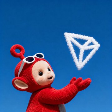 The image features a red-colored stuffed animal, possibly a teddy bear or a toy, wearing sunglasses and holding up a white triangle against a blue sky background. The text "TRON Weekly Checklist No TRON Note for the Week? No worries—stay focused and keep building. Stay healthy and fit. Your greatest asset is you." is present in the image as well. This suggests that there might be an event or gathering related to the TRON community, where attendees are encouraged to share their knowledge about TRON and its concepts. The stuffed animal's presence adds a playful and lighthearted touch to the scene, making it more engaging for viewers who may have an interest in TRON or the cartoon character.