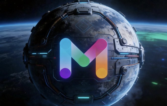 The image features a futuristic planet with a large metallic ball floating above it. The ball has a unique design that includes a colorful logo of the letter "M" in shades of purple, green, orange, and blue. Below the ball, there is a description of what the ball represents, stating that it is an attempt to redesign how a blockchain actually works from the foundation.

The image also contains some text that reads: "Most blockchains talk about scalability. @MarsChainCN is trying to redesign how a blockchain actually works from the foundation." This suggests that MarsChain CN is exploring innovative ideas and concepts related to blockchain technology, aiming to improve its efficiency and effectiveness in managing digital assets on Earth or other planets.