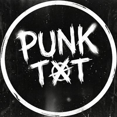 The image features a black background with white text that reads "PUNK TOT" written in all capital letters, surrounded by an X symbol. The text is positioned centrally within the frame of the image. Below this, there are three bullet points providing information about the rules for following @punk_txt and how to become a winner on their website.