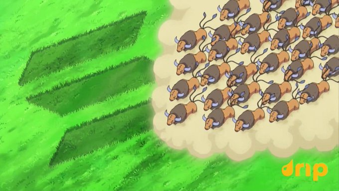 A herd of bulls charges across a grassy field, charging into a cloud of dust, visually representing the Solana bull market momentum referenced in the post about "BULL SEASON" being underway, with the "drip" logo displayed in the corner.