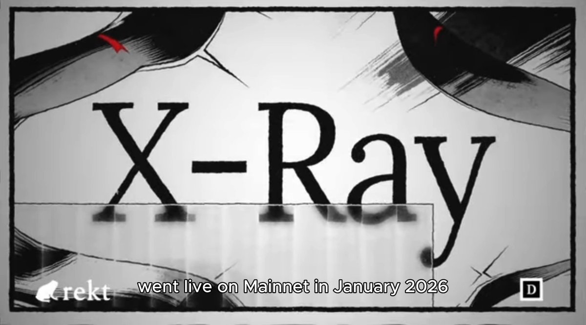 The image presents a rectangular logo with the words "X-Ray" written in black font. Below this, there's information about an event called "X-Ray Went Live On Mitzmelt in January 2006". The creator of X-Ray described its purpose as promoting openness and transparency while maintaining privacy. A social media account shares details about the event.