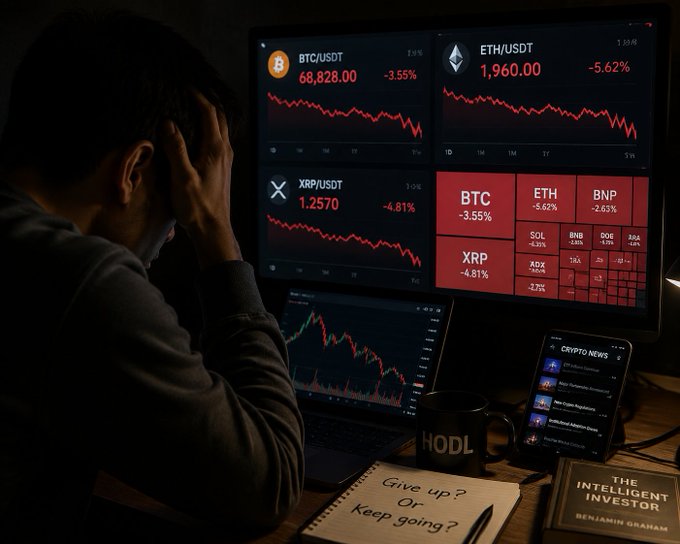 "What'S happening to the market? Is June going to be another dark month for crypto?" The image shows a man sitting at a desk with a computer monitor displaying multiple charts and graphs, along with an open notebook and a cell phone nearby. In the background, there are also books on a shelf or table, which could potentially contain information about the cryptocurrency market trends. The caption of the post reads: "What'S happening to the market? Is June going to be another dark month for crypto?" This suggests that the image presents a scene where various financial indicators and news are being shared, possibly with an interest in analyzing how they might impact the cryptocurrency market or its users.