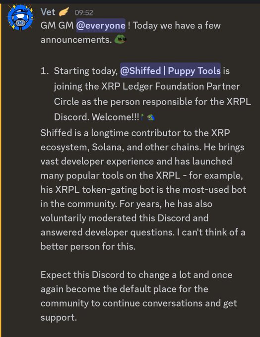 The image contains a screenshot of a social media platform showing a message from someone named @shifted that appears to be a response to another post about the XRP Ledger Foundation Partner. The conversation seems to be related to the topic of XRP and its development, which is why the image focuses on what is happening within this discussion.