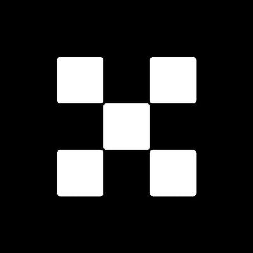 The image shows the OKX logo, a white geometric design featuring five squares arranged in an X-pattern on a black background, which corresponds to the cryptocurrency exchange OKX Türkiye mentioned in the post promoting their Invest & Earn campaign offering up to 42% annual return in TL.
