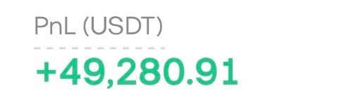 The image shows a profit and loss (PnL) display in USDT with a green "+49,280.91" gain, highlighting a successful return on what the post suggests is a 4-month position in the $ASTER token.