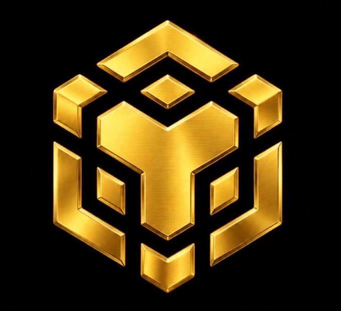 A golden BNB (Binance Coin) logo displayed on a black background.