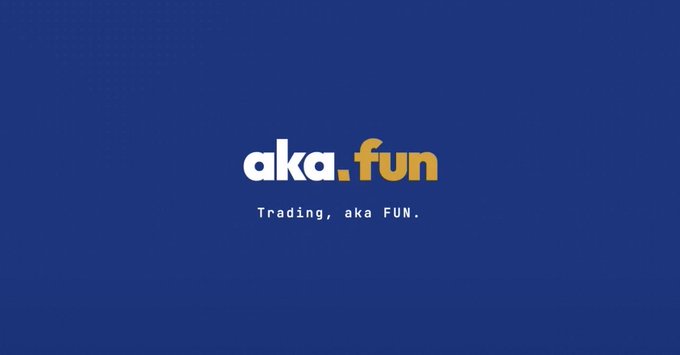 A logo for 'aka.fun' with the tagline 'Trading, aka FUN.' displayed on a blue background.