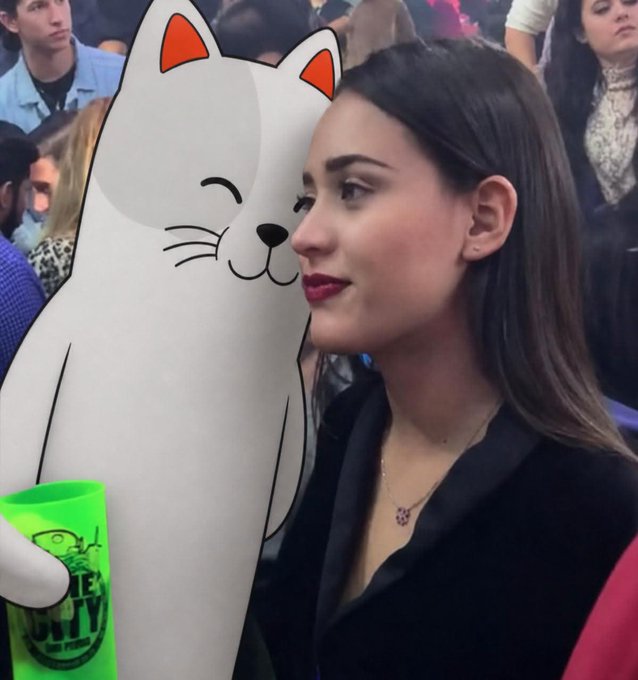 A woman with brown hair and paisley shirt smiles at a white mascot with pointy orange ears, holding a green PUPPY cup.

mmmm – that is interesting, and creative is what we have here with this young lady. They truly had to think out of the box, whatever sparked this brief glimpse, to juxtapose this text-based post with this real-world image.