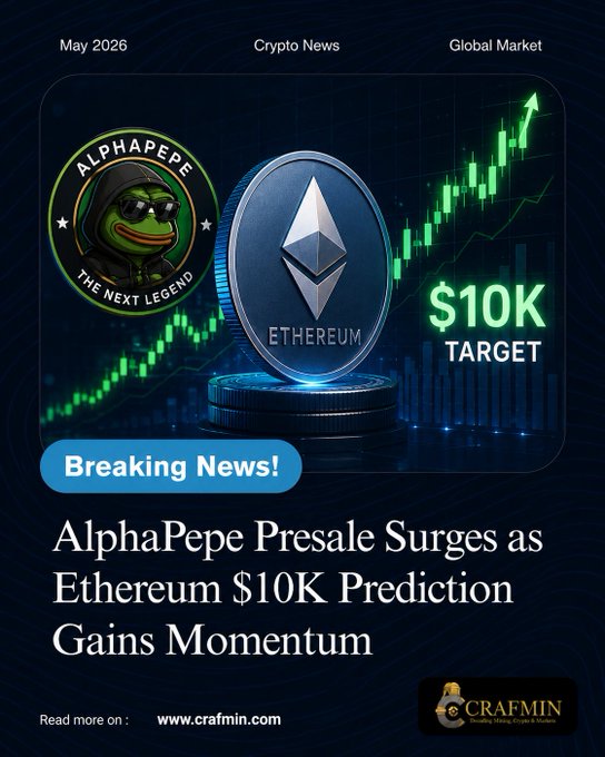 The image features a poster that includes an eye-catching design of two coins, one green and one blue, positioned against a dark background. The text on the poster reads "Can AlphaPepe Benefit From Ethereum’s Growth?" and provides more details about an upcoming project called "AlphaPepe Presale". This project aims to capitalize on the growth in Bitcoin's user base by selling presales of Bitcoins at $10,000 per coin. The post suggests that this project could be a good investment opportunity for those interested in cryptocurrency.