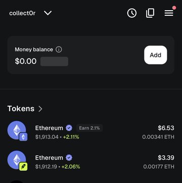 The image shows a MetaMask wallet interface with a $0.00 money balance and holdings in Ethereum, displaying 0.00341 ETH ($6.53) and 0.00177 ETH ($3.39). The Ethereum shown is being prepared as gas fees for upcoming free mints of HoodAI0x and MonkeyHoodNFT.
