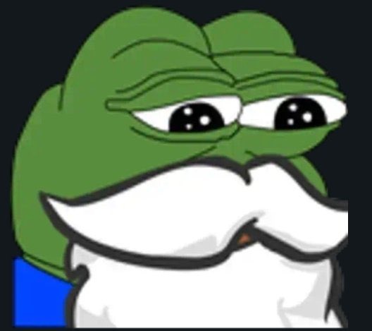 A Pepe the Frog meme image with sad, droopy eyes against a dark gray background.