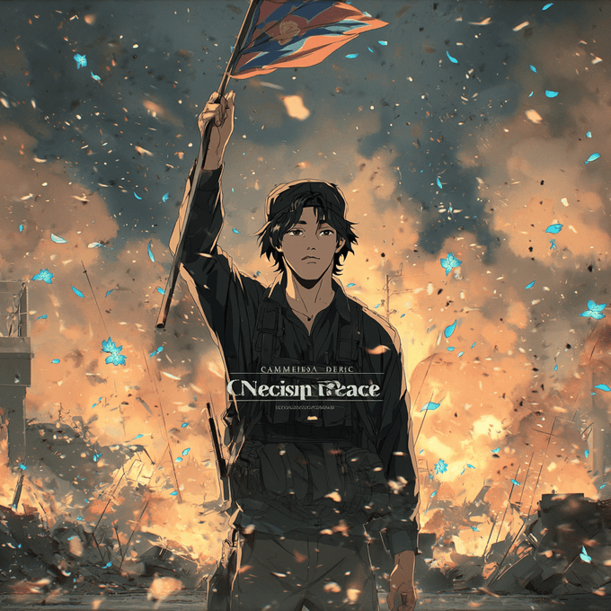 The image features an anime character holding up a flag while standing amidst a chaotic scene of explosions and debris. The background shows buildings being destroyed by fires or explosions, creating a sense of destruction and chaos. The caption for this image reads "Season 3 marks a shift for @useTria moving beyond being just a wallet into a full stack financial hub for crypto users". This suggests that the anime series is progressing to a new phase where it will focus on providing more than just basic wallet functionality, incorporating elements of a complete financial ecosystem.