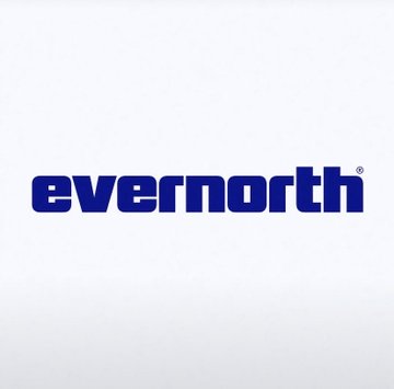 The Evernorth logo in dark blue text on a light blue gradient background.