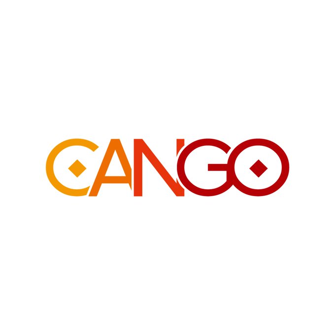 The image displays the Cango logo, featuring stylized letters with a gradient from yellow-orange to red. This visually represents the company mentioned in the post about Bitcoin miner Cango regaining NYSE compliance.