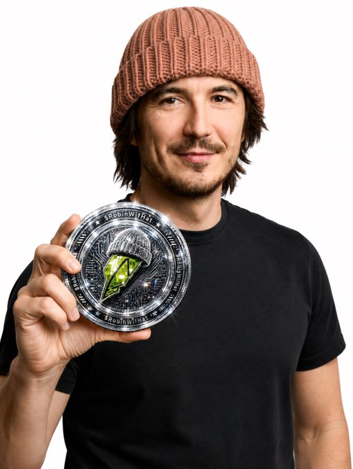 A smiling man wearing a pink knit beanie and black t-shirt holding up a transparent commemorative crypto coin featuring the Shiba Inu logo and text including 'SHIB', '$0.01', and 'ShibInWithNak', styled as an Elon Musk lookalike.