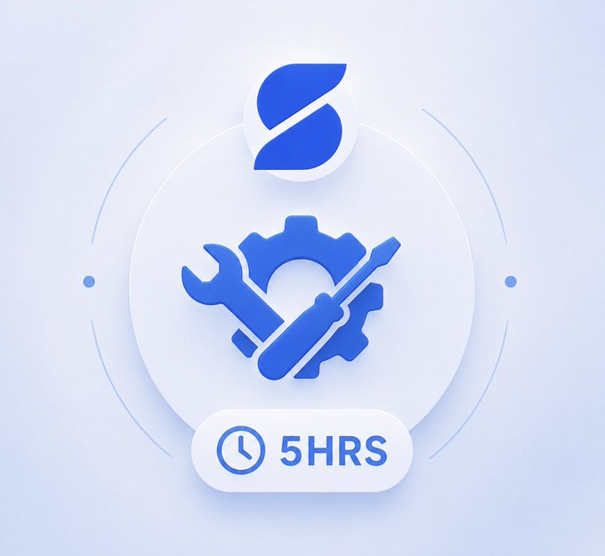 A Safex-branded graphic showing a gear and wrench icon with a '5HRS' indicator, suggesting a scheduled maintenance duration.