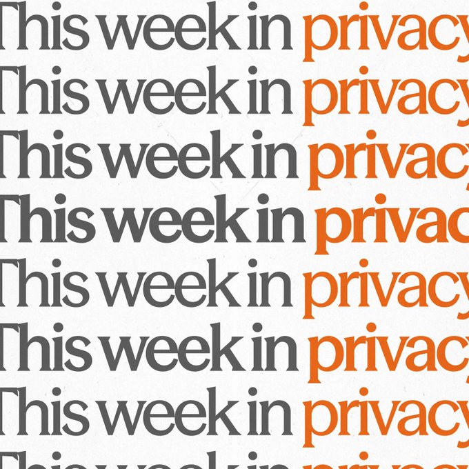 A stylized graphic featuring the repeated text "This week in privacy" stacked multiple times, with "privacy" highlighted in orange and "This week in" in dark gray on a textured off-white background. The bold, repetitive typography reinforces the recurring weekly privacy theme discussed in the accompanying post about recent onchain privacy developments.