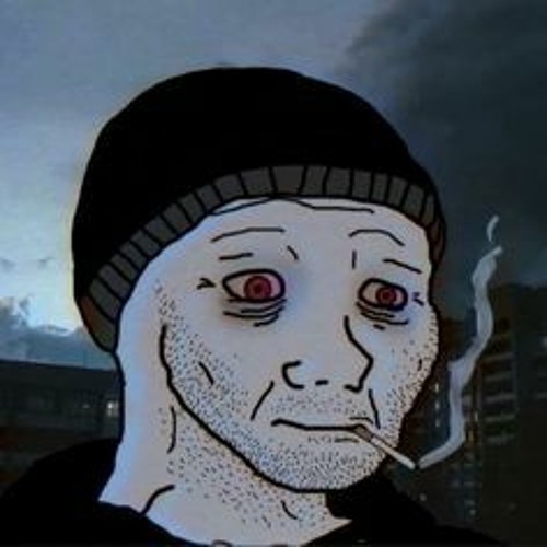 A 'Doomer' wojak meme featuring a weary cartoon man in a beanie smoking a cigarette against a cloudy sky.