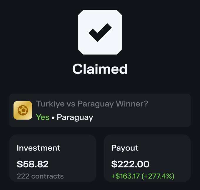 The image shows a screenshot of an app called "Claimed", which is used for making claims against companies or individuals. The claim being processed is related to a soccer match between Turkey and Paraguay, with the winner being Paraguay. The claim amount is $22,200.00, and the payment method is via PayPal. There are also two transactions in the image: one for $38.82 and another for $66.17.