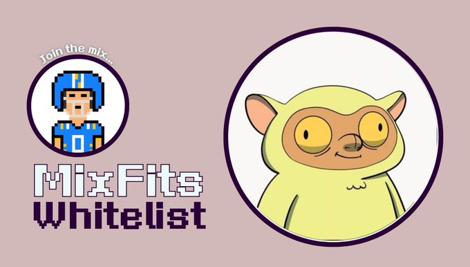 A graphic titled 'MixFits Whitelist' with the tagline 'Join the mix...' showing a pixel-art character in blue hockey gear and a cartoon yellow creature.
